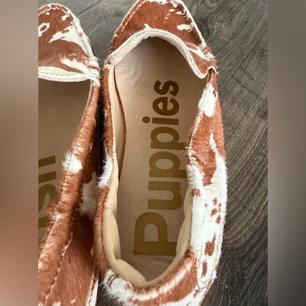 Hush Puppies Brown and White Cowprint Loafers - Picture 12 of 12